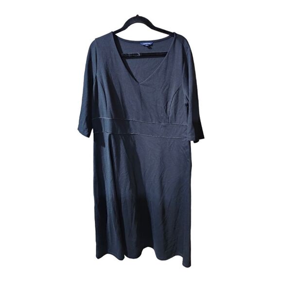 LANDS’END Black V-neck Dress - Size 18W - Picture 1 of 8